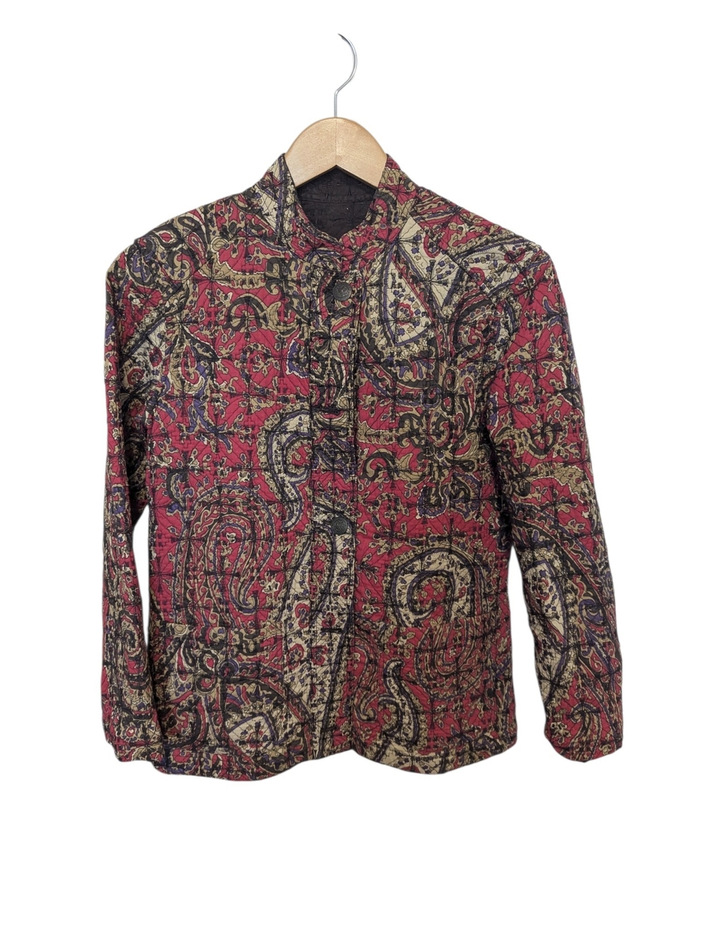 Women's Reversible Red And Brown Paisley Quilted Jacket - Unbranded